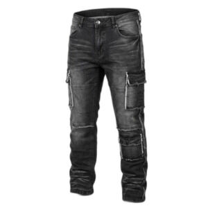 State of Crew Mens Stacked Skinny Cargo Jeans Black Sand Faded Distressed NWT 38